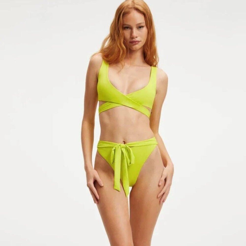Good American 10 Ways to Wear Plunge Convertible Bikini Set Electric Yellow